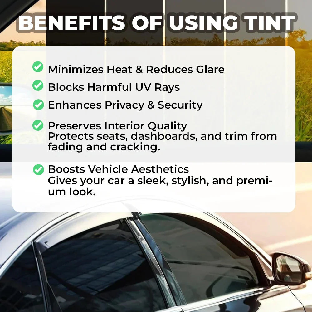 Universal Reduce Infrared Heat & Block UV by 99% Removable Window Tint Film for Cars - DIY Cut for Multiple Shapes