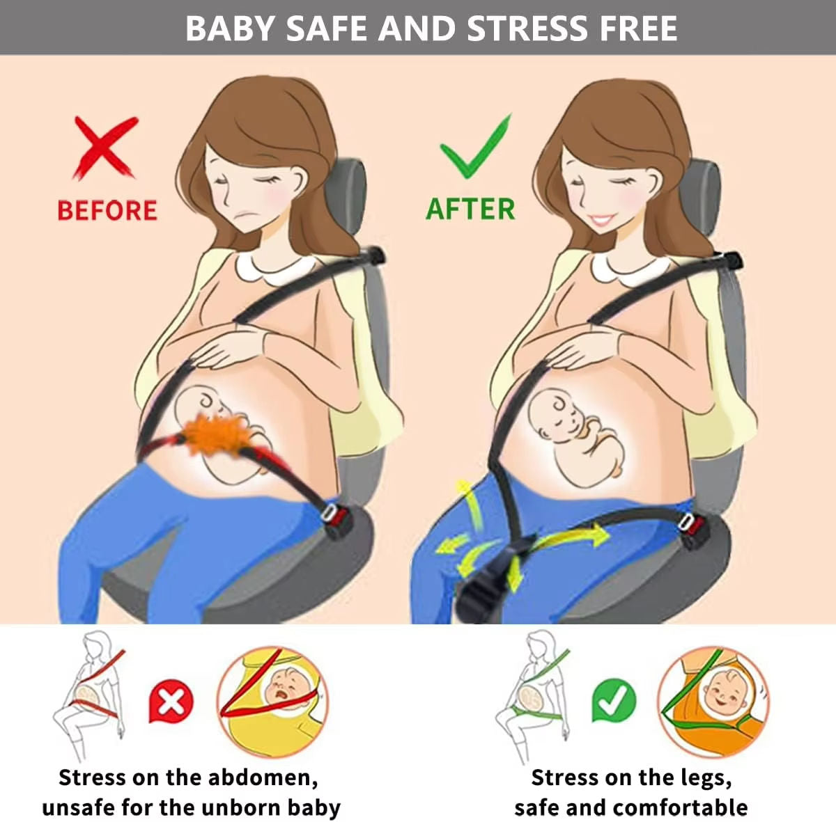 Pregnancy Seat Belt Adjuster – Safe & Comfortable Driving for Moms-to-Be 🤰🚗