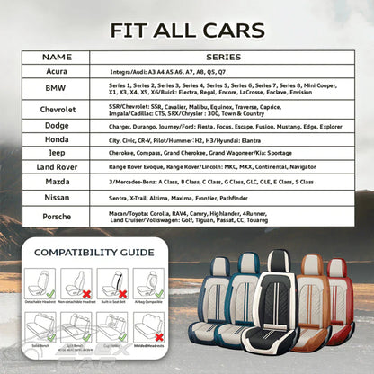 Zetas Car Seat Cushion Full Set Universal Waterproof Breathable Vehicle Leather Cover for Cars, SUV, Pick-up Truck