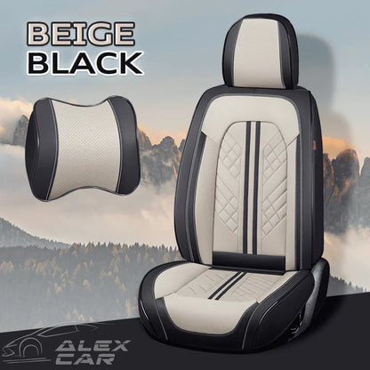 Zetas Car Seat Cushion Full Set Universal Waterproof Breathable Vehicle Leather Cover for Cars, SUV, Pick-up Truck